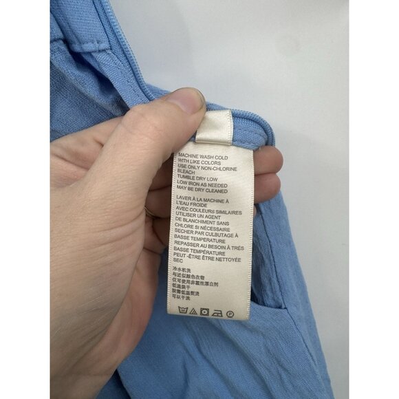 Free People Pleated Wide Leg Flowy Pants Women 8 Blue Preppy Feminine High Rise - Picture 4 of 8